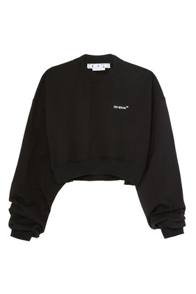 Logo Embroidery Cropped Crewneck Sweater